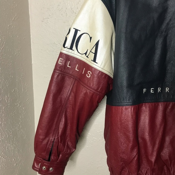 VTG Perry Ellis America 90s Leather Varsity Jacket - Picture 9 of 13